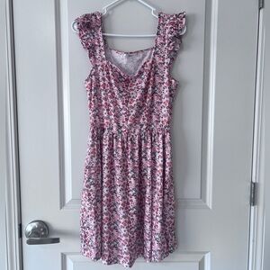 Loemes Pink and Orange Sleeveless Women’s Sundress with Sweetheart Neckline